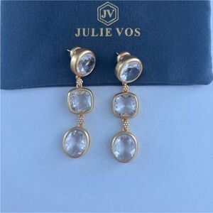 Julie Vos Gold Earrings with Clear Stones